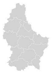 Fototapeta premium Detailed Grey Vector Map of Luxembourg with White Outline District Borders