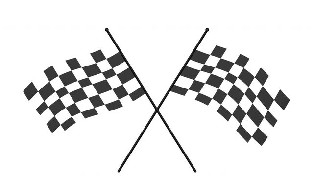 Crossed Checkered Racing Flags Animation for Motorsport Victory, Championship and Competitive Racing