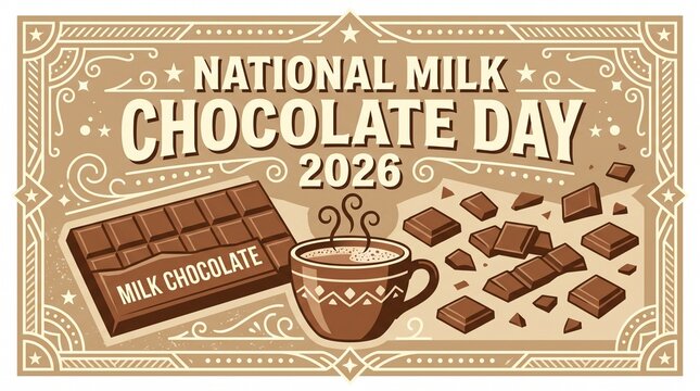 Vintage poster celebrating milk chocolate day
