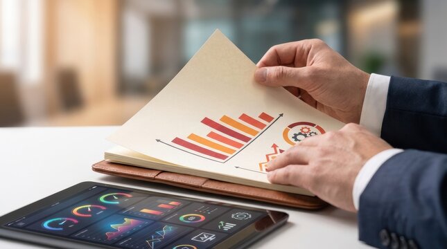 expense reduction business analysis Businessman analyzing financial charts and graphs with tablet on desk