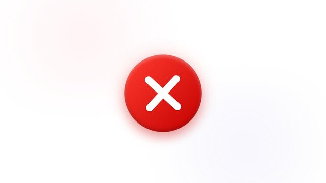 A vibrant circular button featuring a white cross symbol represents a clear indication of rejection or a denied request during the process of managing various digital interface options for users