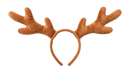 Plush brown reindeer antler headband for festive holiday celebrations and winter party costumes © Ophelia