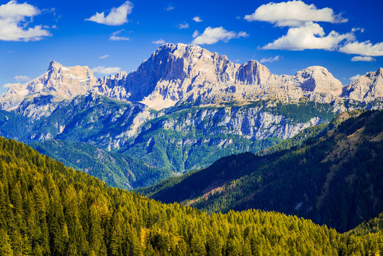Dolomites, Italy. Beautiful sunny landscape, Monte Civetta, South Tyrol