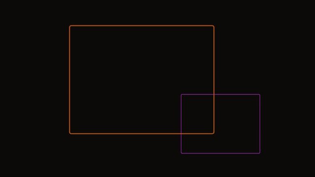 Minimalist abstract geometric animation with pulsing neon rectangles on 4k black background, glowing