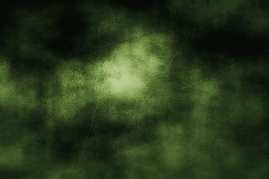Abstract dark green smoke-like ethereal mist with subtle grunge texture and faint scratches for mysterious overlay or creative background design.