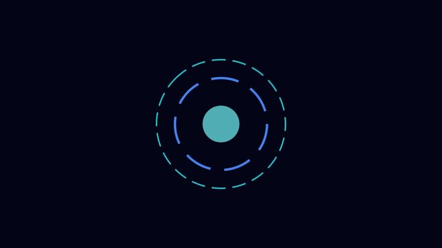 Minimalist hud loading spinner animation with rotating circular dash on dark 4k background