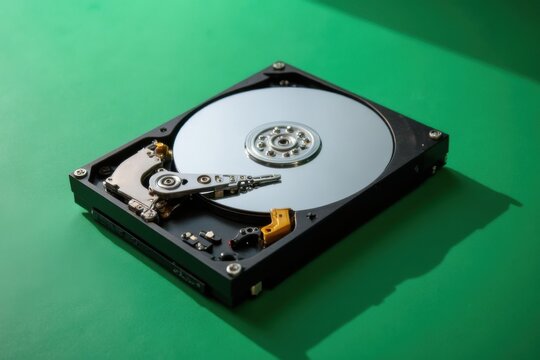 External hard drive Isolated on a Green Background for Digital Data Storage Concept