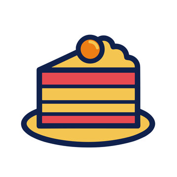 Layered cake slice with topping