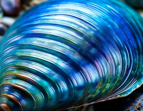 vibrant haliotis shell detail luxury background of blue abalone pearl shell