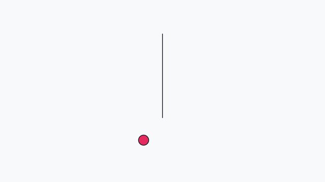 Minimalist red dot bouncing animation on vertical line, abstract motion 4k motion abstract
