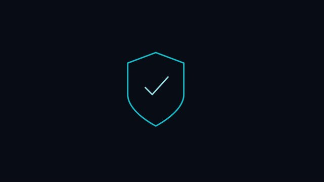 Minimalist shield with checkmark animation for cybersecurity and data protection concepts 4k