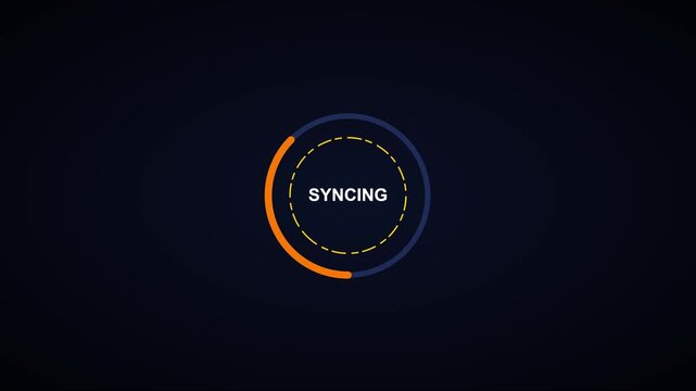 Syncing progress bar animation: minimalist circular loading for digital interface and software ui 4k