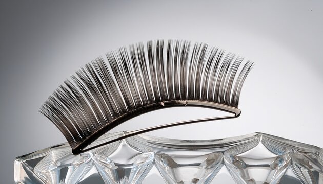 professional eyelash extension fan with adhesive drop on crystal palette for beauty application