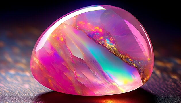 pink opal gemstone polished stone close up