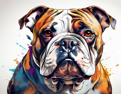 isolated bull dog on white background generatine ai