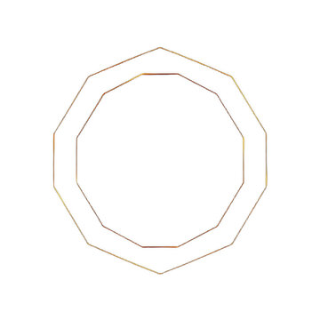 Double gold geometric decagon frame on black background