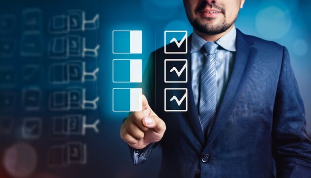creative interpretation of a customer satisfaction survey with checkboxes depicting feedback and analysis