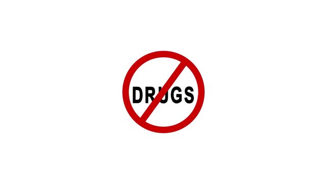 No prohibited sign animation on white background, anti-substance abuse concept anti no prohibited forbidden
