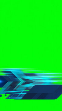 Abstract geometric lower third graphic with sliding motion animation on a solid green screen background for video overlay