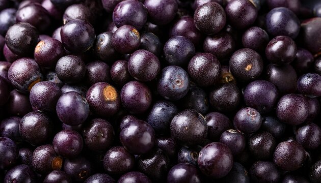 organic acai berries densely packed in a full frame top view macro shot with natural waxy coating