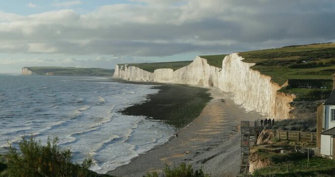 Seven Sisters chalk cliffs, Birling Gap near Eastbourne, East Sussex, England, United Kingdom