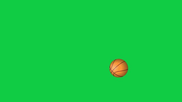 Bouncing Basket ball a Basketball Falls to The ground Bounces and Then Stops on Green Screen Background 4k Motion Graphics Animation