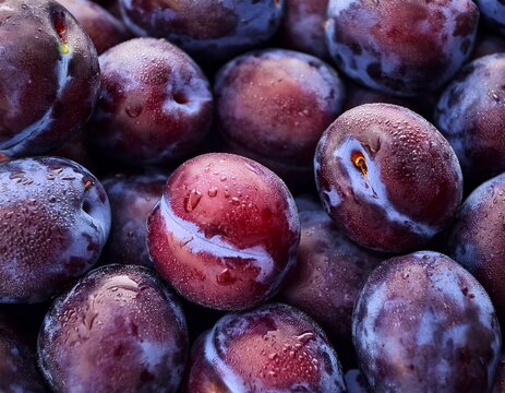 background texture of plums a lot of ripe purple plums background top view ripe juicy plum close up