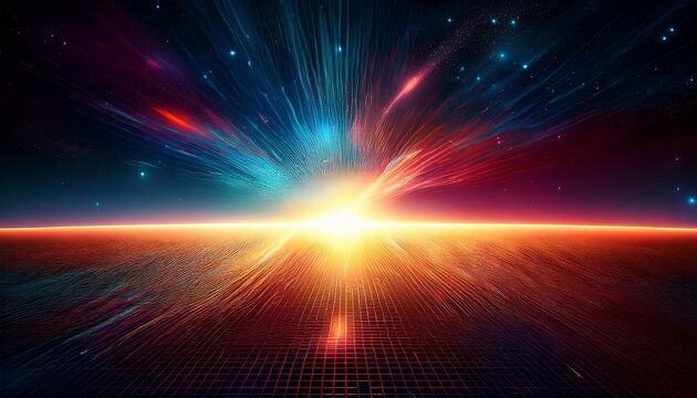 bright light horizon on dark background