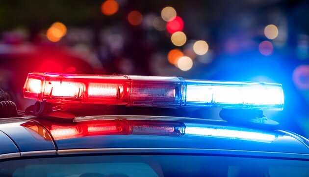 closeup photo of police lights shining red and blue during patrol