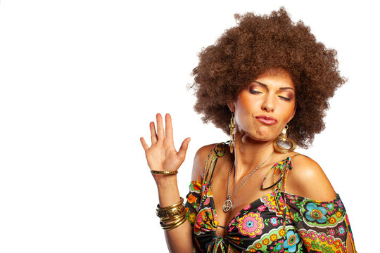 Playful Woman with Afro Hair Making Funny Pouting Face