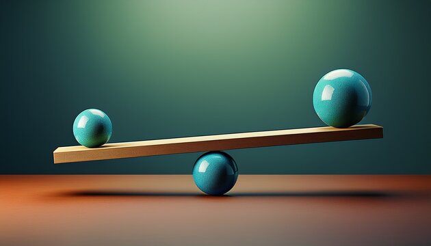 seesaw with spheres showing leverage and balance