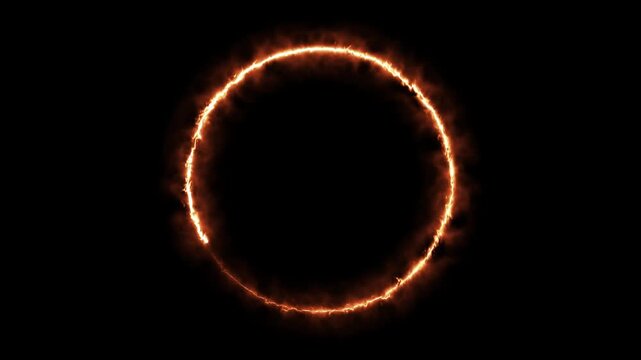 Glowing fire ring rotating on a black background.