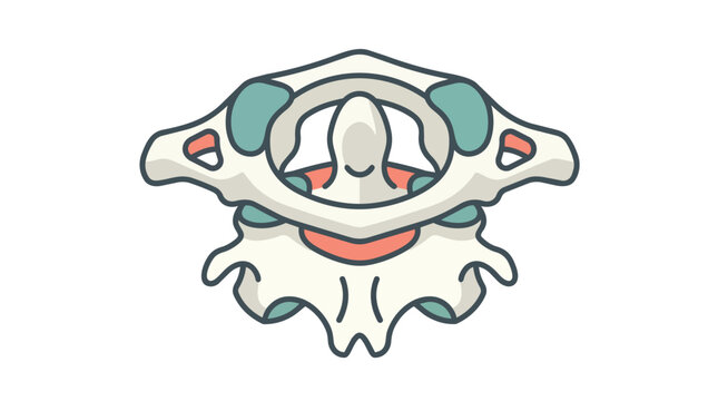 Atlas and axis c1 c2 cervical vertebrae anatomy flat vector illustration for medical education and chiropractic clinic branding