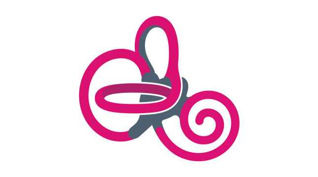 Inner ear vestibular system and cochlea anatomy vibrant flat vector illustration for audiology clinics and otolaryngology healthcare branding