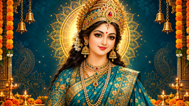 1. Maa Durga Navratri Durga Puja Durga Ashtami Mahashtami Mahalaya Vijayadashami Dussehra Sacred Festival Illustration