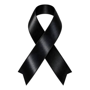 Black Satin Awareness Ribbon on white background