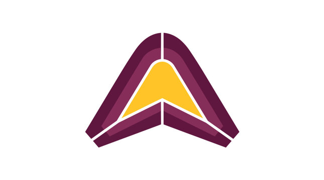 Modern letter a logo icon with geometric chevron arrowhead shape flat vector illustration for corporate business growth branding