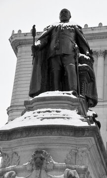 Details of The Edward VII Monument is a statue of King Edward VII by artist Louis-Philippe Hebert and located at Phillips Square in Montreal, Quebec, Canada.