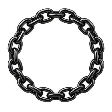 Glossy Black Chain Ring on White on white background