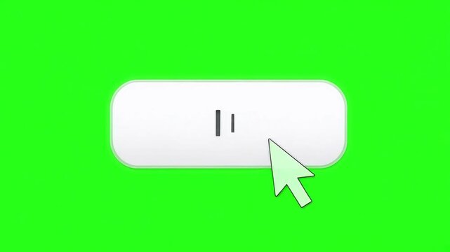 Mouse Cursor Clicking Play and Pause Media Player Button on Green Screen.