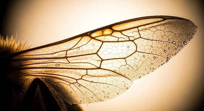 Extreme macro close up of a honey bee wing showing intricate vein structure