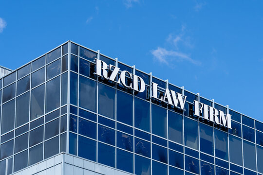 Mississauga, Ontario, Canada - September 23, 2026: RZCD Law Firm office on City Centre Drive in Mississauga, Ontario, Canada. 