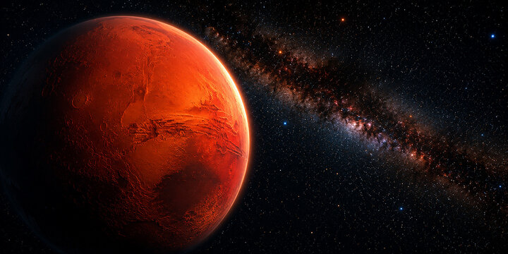 Red Planet Mars Floating in Outer Space