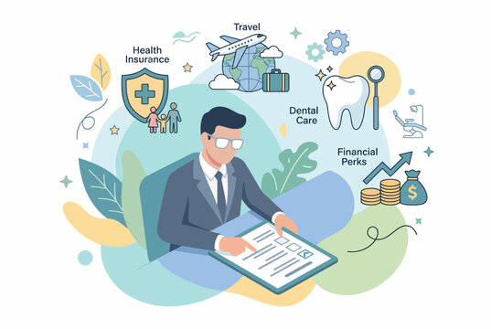 Comprehensive Employee Benefits Package and Worker Advantages Concept
