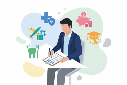 Employee Benefits and Worker Advantages Concept Illustration