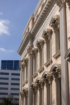 Daytime view of historic architecture in downtown San Jose, California, USA.