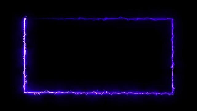 Purple electric lightning frame on black background