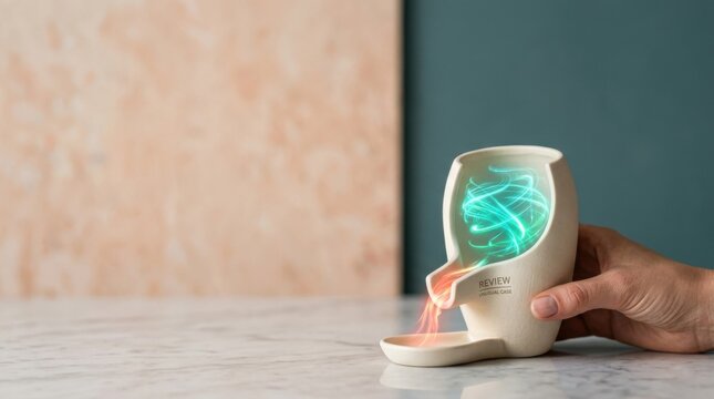 Person holding a small ceramic vessel for exception handling in an artistic and functional design
