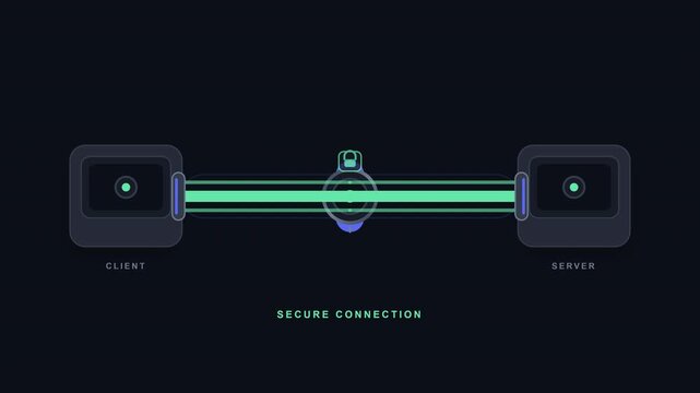 Secure encrypted network handshake concept representing protected digital communication, secure connection establishment, authentication, data encryption, and cybersecurity during information transfer
