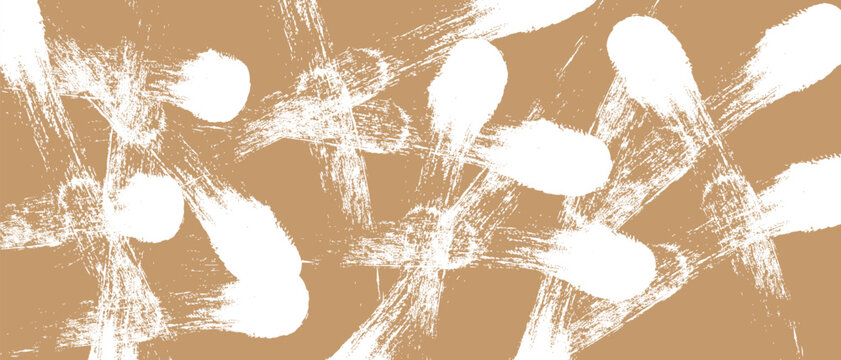 Abstract White Brush Stroke Pattern on Tan Background